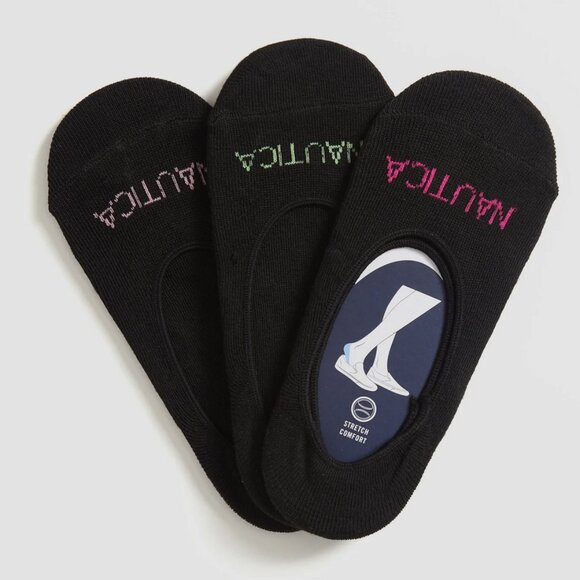 New Nautica Women's Stretch Liner Socks 3-Pack Black - Picture 1 of 5